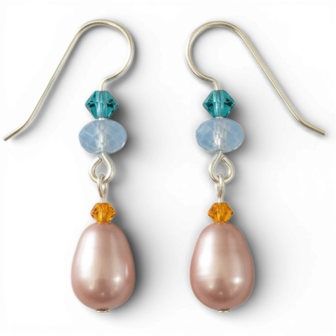 Sterling Silver Pastel Colored Crystals from Swarovski Carousel Collection Drop Earrings