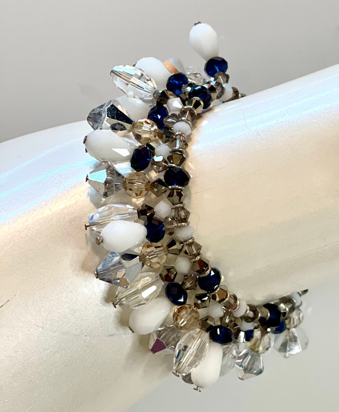 Limited Edition modern & vintage Swarovski Crystal Flapper Bracelet with Sterling Silver - Portside