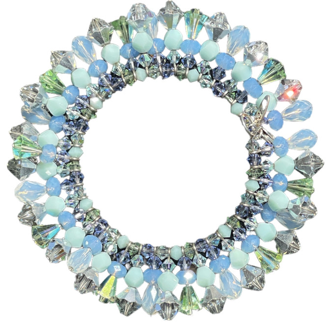 Limited Edition Soft Colored Swarovski Crystal & Sterling Silver Martini Flapper Bracelet