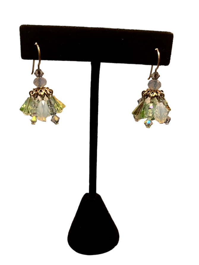 Limited Edition Pastel Swarovski Crystal & Sterling Silver Cocktail Cluster Earrings