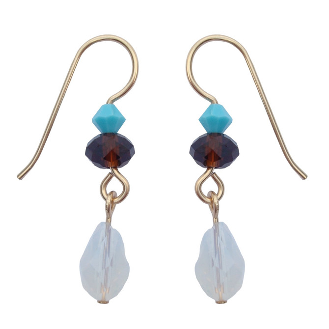 Limited Edition Swarovski Crystal Amber Seas Tiki Simple Drop Earrings 