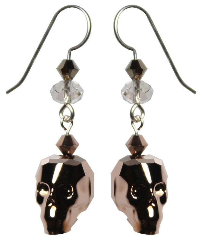 Swarovski crystal skull earrings by the Karen Curtis Company in NYC