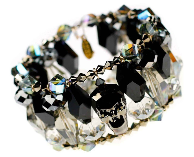 Very rare crystal skull bracelet made with Swarovski crystal and 14K gold filled