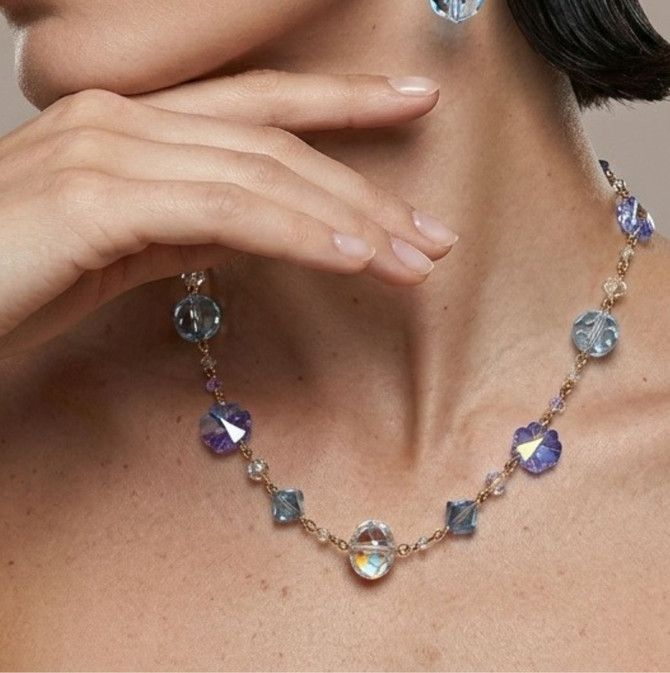 Limited Edition 14K Gold Filled Aquamarine Necklace featuring rare Swarovski Crystals