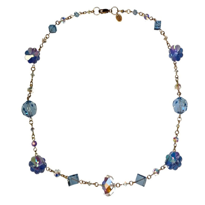 Limited Edition 14K Gold Filled Aquamarine Necklace featuring rare Swarovski Crystals