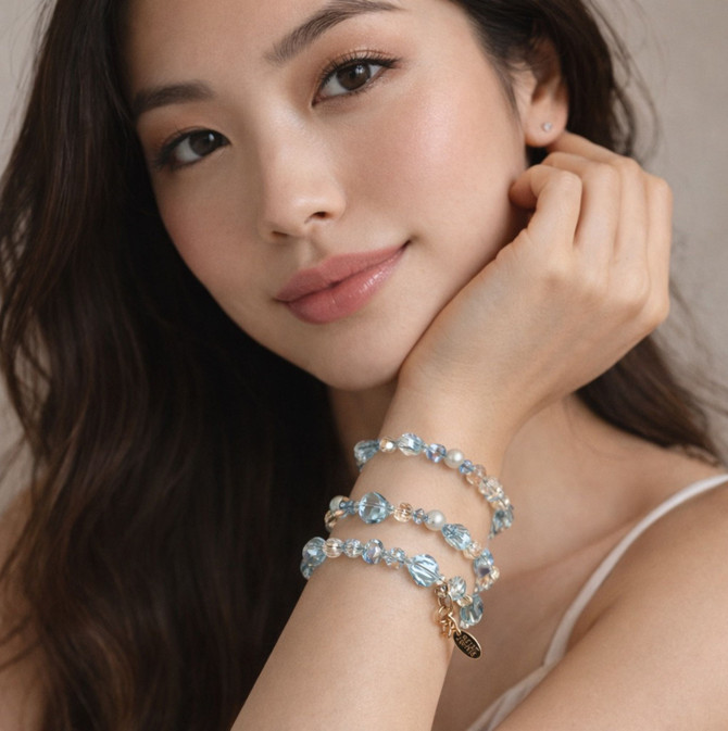 Limited Edition Aqua Blue Bangle Bracelet featuring Swarovski Crystal