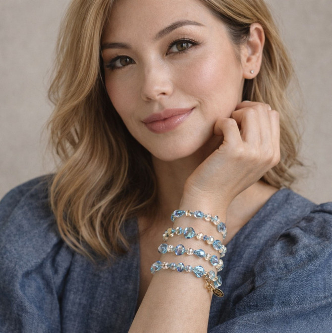 Limited Edition Aqua Blue Bangle Bracelet featuring Swarovski Crystal