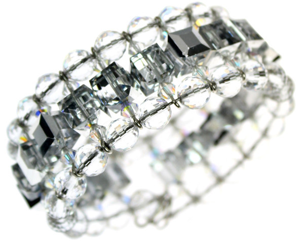 Beautiful and elegant cuff bracelet using crystal, crystal AB and silver coated crystal SWAROVSKI crystals