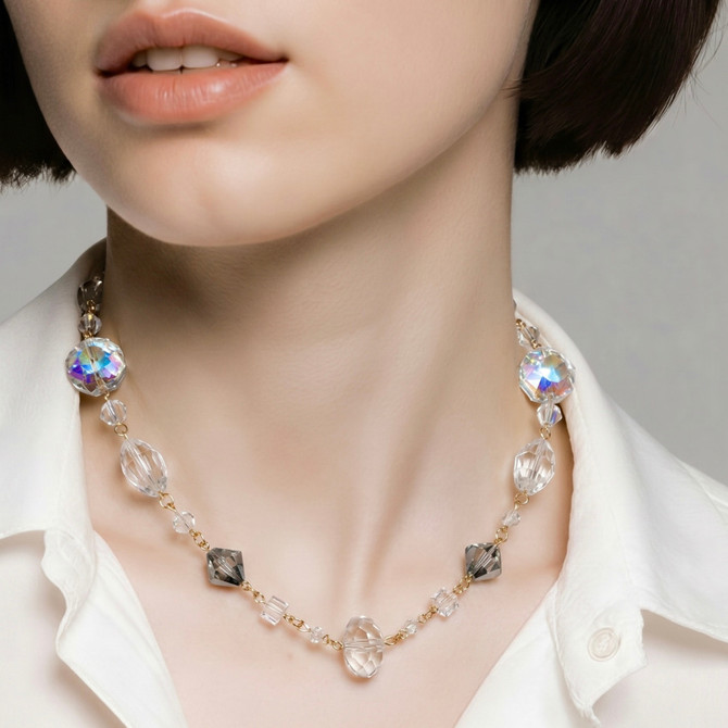 Classic Clear Chunky Crystal Necklace, 14K Gold Filled | Rare Swarovski® Crystal