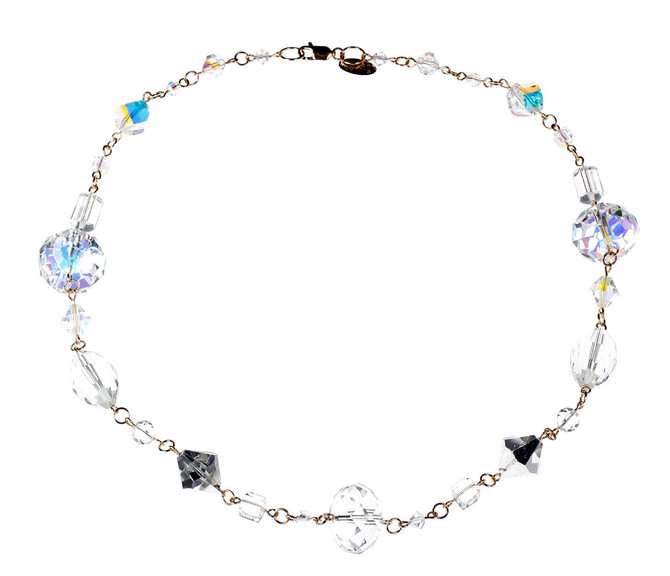Classic Clear Chunky Crystal Necklace, 14K Gold Filled | Rare Swarovski® Crystal
