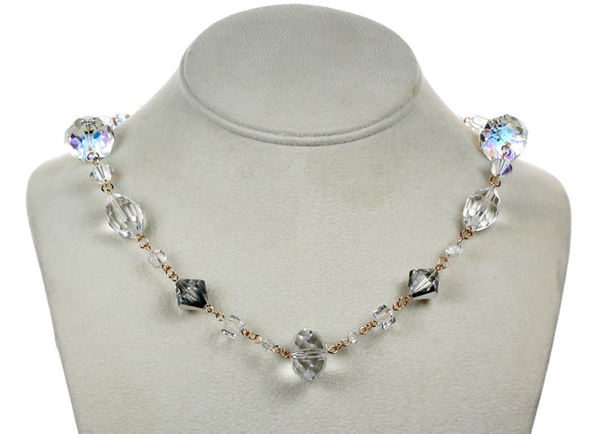 Classic Clear Chunky Crystal Necklace, 14K Gold Filled | Rare Swarovski® Crystal