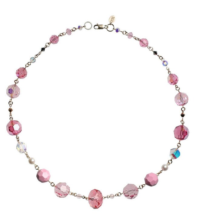 Copy of 14k Gold Filled Limited Edition Modern & Vintage Swarovski Crystal Pink Chunky Necklace