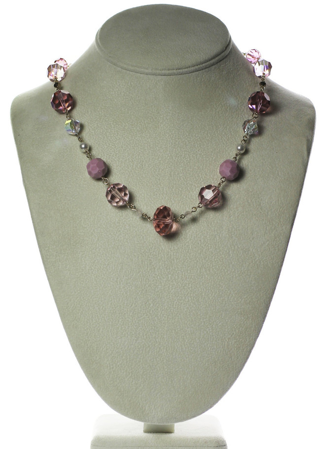 Copy of 14k Gold Filled Limited Edition Modern & Vintage Swarovski Crystal Pink Chunky Necklace
