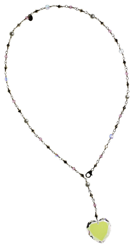Limited Edition 14k Gold Filled Clear and Pink Crystal Heart Necklace