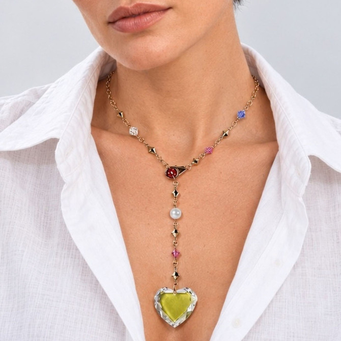 Limited Edition 14k Gold Filled Clear and Pink Crystal Heart Necklace