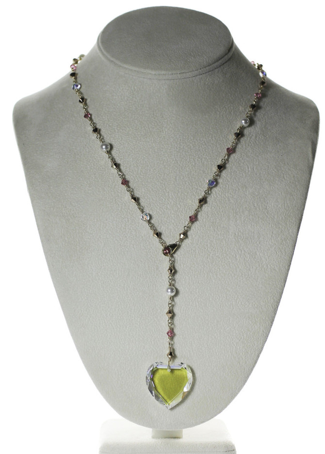 Limited Edition 14k Gold Filled Clear and Pink Crystal Heart Necklace
