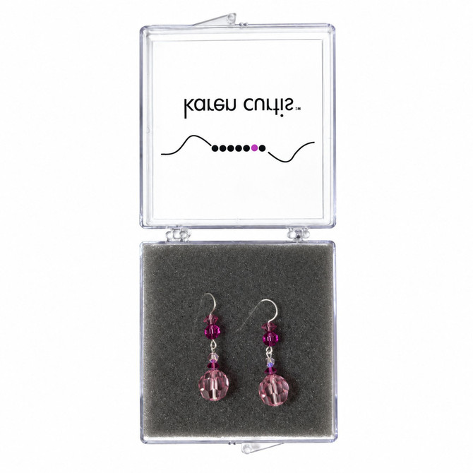 Limited Edition Sterling Silver Pink Dangle Earrings Featuring Rare Vintage Swarovski Crystals