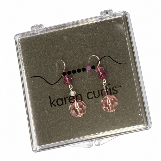 Limited Edition Sterling Silver Pink Dangle Earrings Featuring Rare Vintage Swarovski Crystals