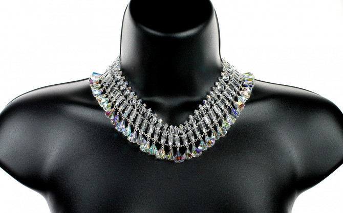 Large Swarovski Crystal Bridal Necklace by Karen Curtis NYC