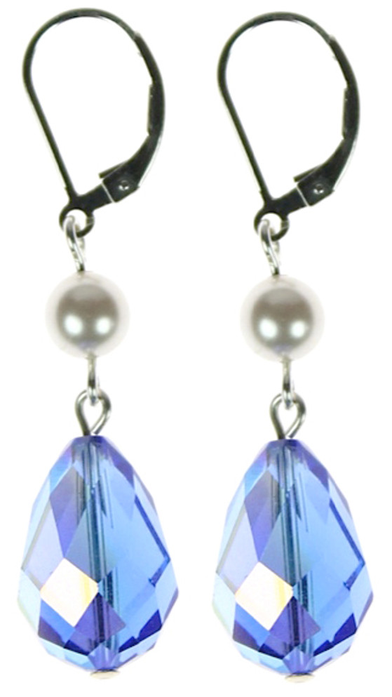 Large Hannakah drop earrings with Swarovski crystal and sterling silver