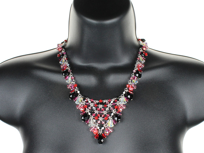 Perfect Valentine's Day jewelry.  This necklace is made with all Swarovski crystal most of which are antique, discontinued, and very rare ELEMENTS. This collection of jewelry captures the colors of the holiday and this necklace in particular is the boldest statement piece in the designs.  Swarovski crystal jewelry for Valentine's Day says "I love you" and "You are beautiful".