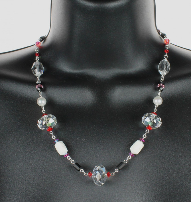 Oversized Crystals make this Valentine's Day necklace the perfect statement piece which can be worn with any outfit.  Sterling Silver finishings mixed with an amazing color combination of Swarovski Crystals, all on a single easy to wear strand.