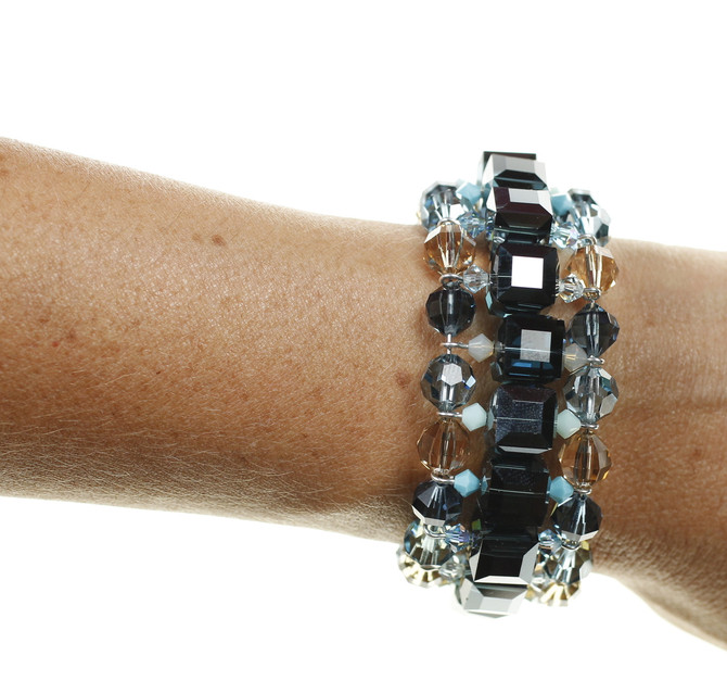 Blue Swarovski crystal cuff bracelet - Karen Curtis jewelry collections