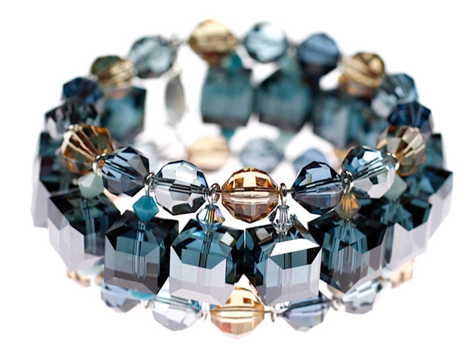 Blue Swarovski crystal cuff bracelet - Karen Curtis jewelry collections