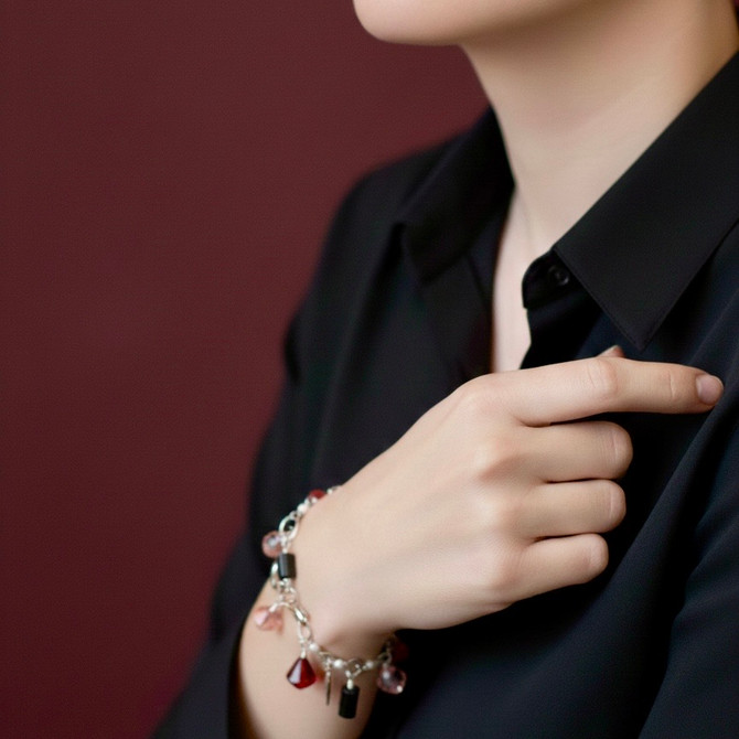 Sterling Silver Roaring 20s Charm Bracelet with very rare    crystals by Swarovski 