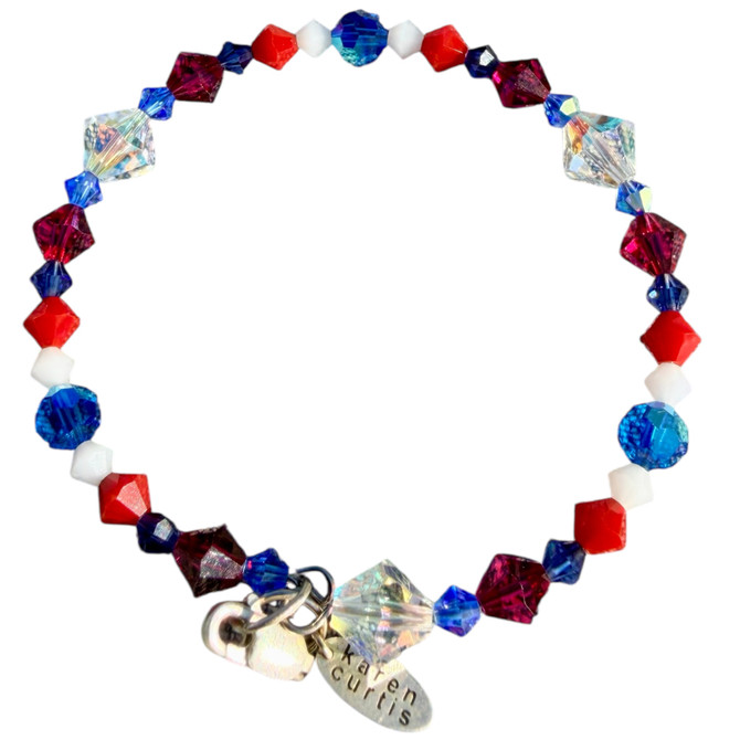 Swarovski Crystal Red White & Blue Limited Edition Stackable Bracelet with Sterling Silver Finishing Touches