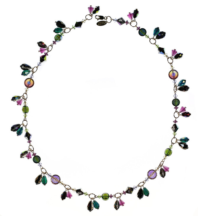 Double drop necklace with colorful crystal