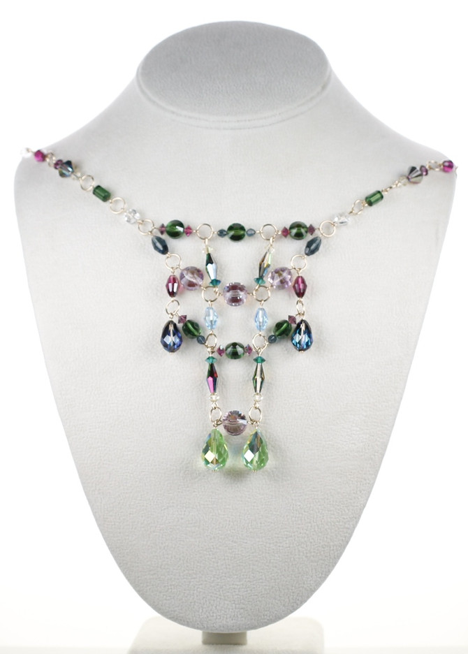 Swarovski crystal colorful necklace made in NYC by Karen Curtis