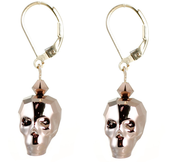 Rose gold skull earrings by the Karen Curtis Company NYC