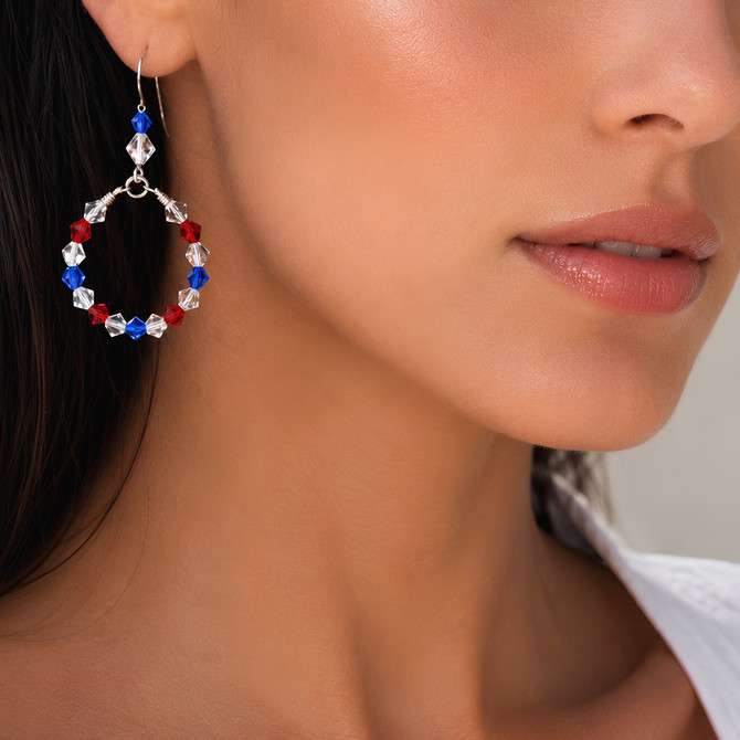 American themed crystal earrings by the Karen Curtis Company in NYC