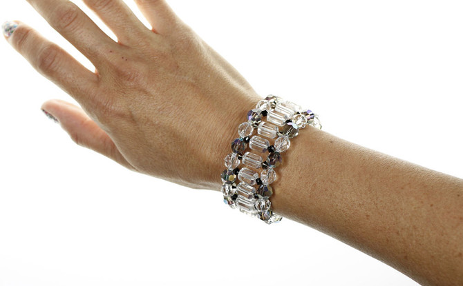 Clear Swarovski crystal cuff bracelet