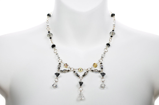 Elegant evening necklace from the Grand central Holiday fair in NYC. Hand made by Karen Curtis. Elegant evening necklace from the Grand central Holiday fair in NYC. Hand made by Karen Curtis.