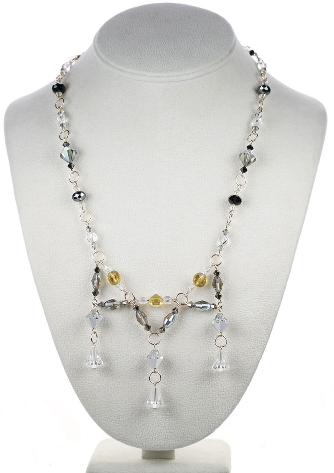 Detailed Swarovski crystal necklace by The Karen Curtis Company in NYC