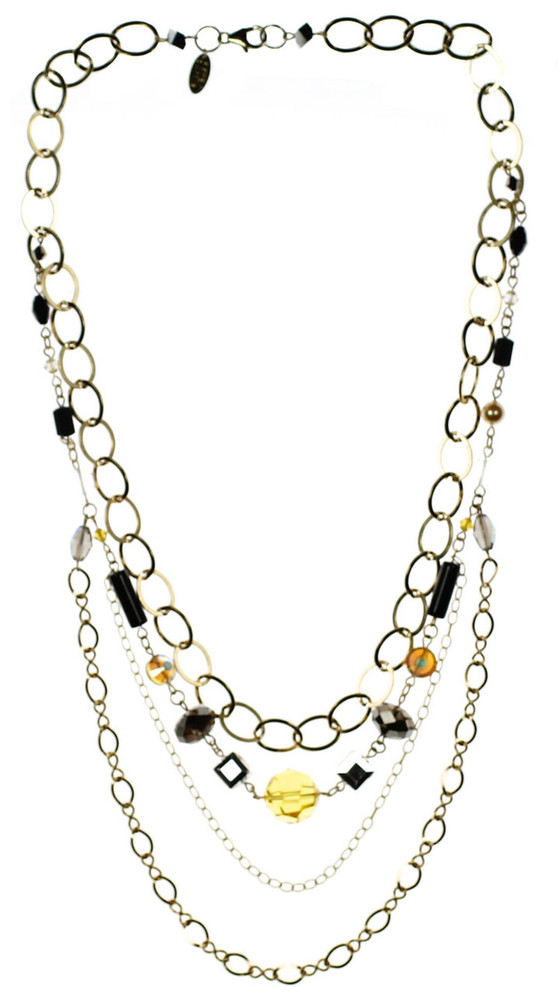 Fun and edgy crystal and gold necklace by The Karen Curtis Company in NYC