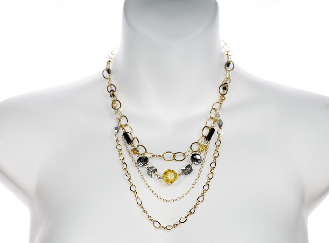 Gold chain and Swarovski crystal necklace by The Karen Curtis Jewelry Company in NYC