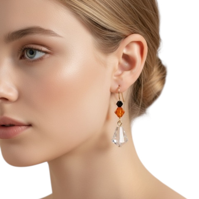 Spooky Season Style: 14K Gold Filled Swarovski Crystal Drop Earrings