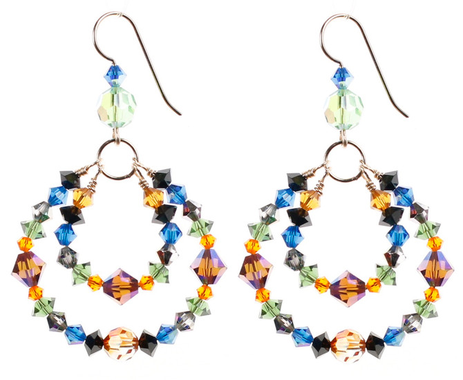 Limited Edition Swarovski Crystal Gypsy Colorful Double Hoop Earrings
