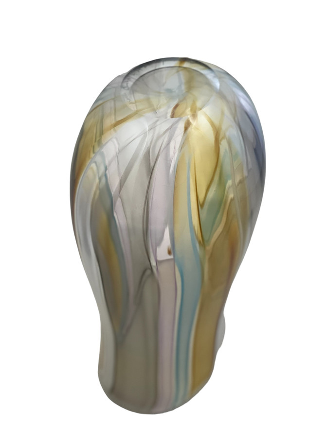 One of a Kind Colorful Art Glass Vase created by Fusing Hand Blown Cane into a Beautiful Color Pattern