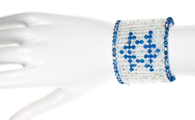 Israeli Flag Crystal Bracelet. Made in NYC by The Karen Curtis Jewelry Company