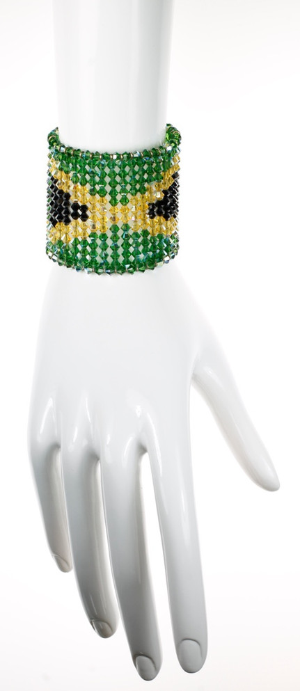 Jamaica Flag Bracelet made entirely of Swarovski Crystals