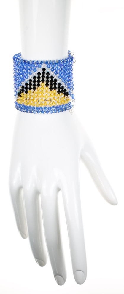 St Lucia Flag Bracelet made entirely of Crystals from Swarovski 
