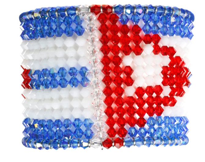 Crystal Bracelet of Cuban Flag with Red, White and Blue Crystals from Swarovski