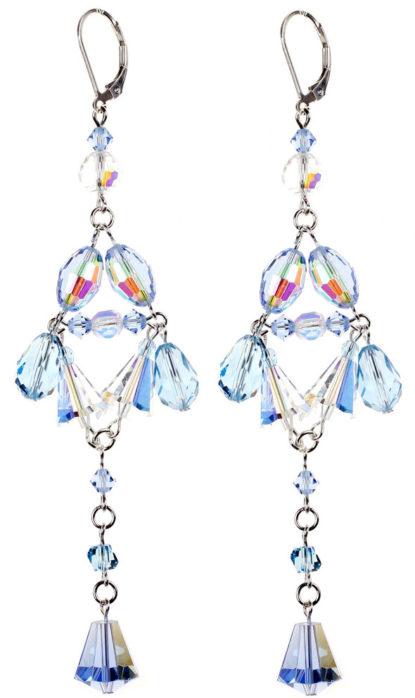 Sky Blue Crystal Divine Shoulder Duster Earrings 