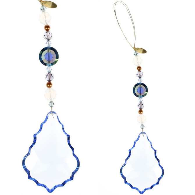 STRASS Swarovski Blue Baroque Leaf Ornament / Sun Catcher