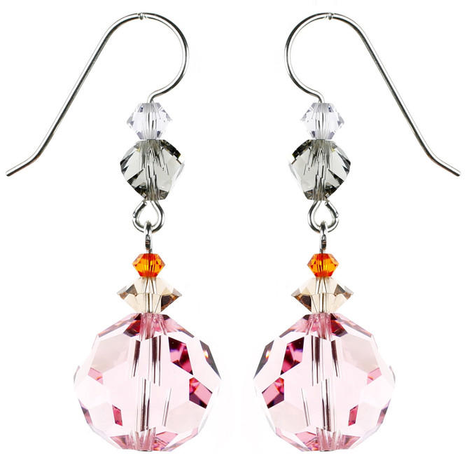 Sterling Silver Vintage Light Rose Swarovski Crystal Earrings - Sunset