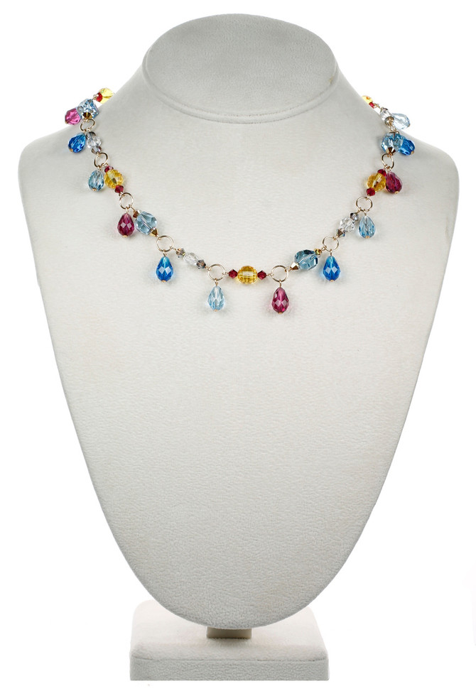 Droplet Necklace Fuchsia & Blue - Tiffany
